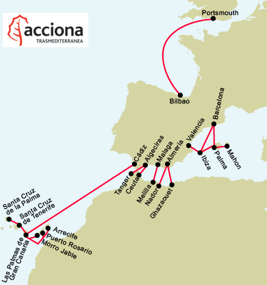map of trips trasmediterranea